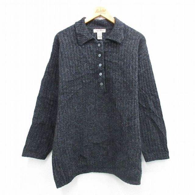 【20%OFF】古着 エディーバウアー 長袖 セーター レディース 00年代 00s 襟付き ウール 黒 26feb05