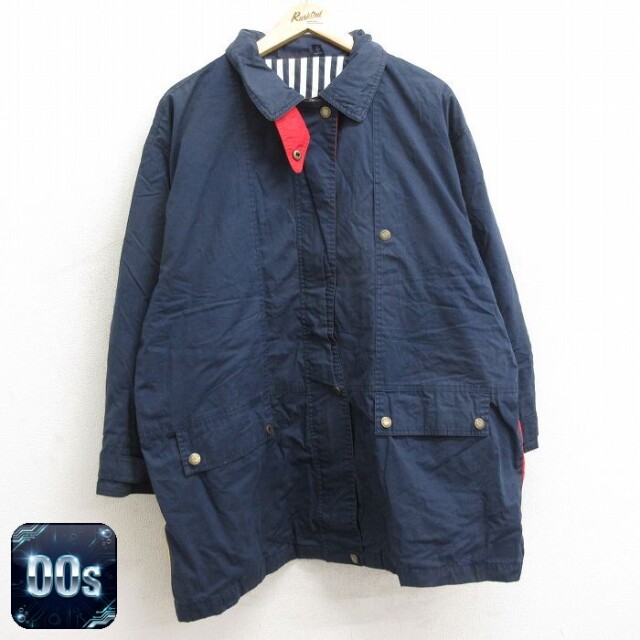 【50%OFF】古着 カタリナ 長袖 ジャケット レディース 00年代 00s 大きいサイズ ロング丈 紺 ネイビー 24sep27 中古 アウター ジャンパー ブルゾン