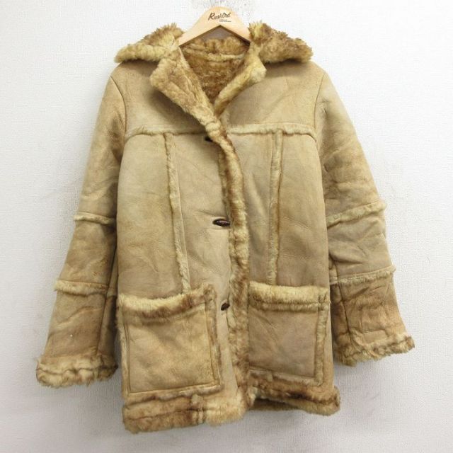 古着通販 古着 長袖 ムートン レザー ボア ジャケット レディース 