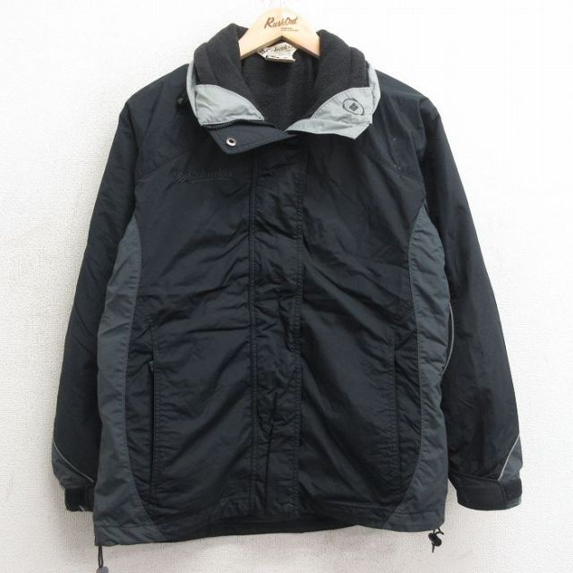 【50%OFF】古着 コロンビア COLUMBIA 長袖 ナイロン ジャケット レディース 00年代 00s ワンポイントロゴ 黒他 ブラック 内側フリース 25jan07 中古 アウター ウインドブレーカー