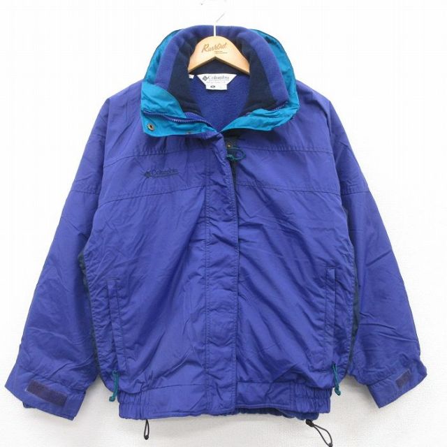 古着 コロンビア COLUMBIA 長袖 ナイロン ジャケット レディース 00年代 00s ワンポイントロゴ Bugoboo 大きいサイズ 紺 ネイビー 内側フリース 25jan11 中古 アウター ウインドブレーカー