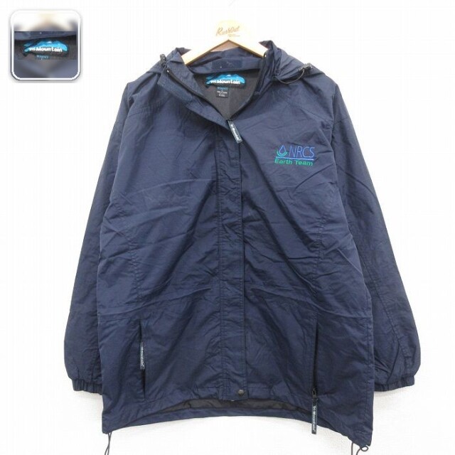 【50%OFF】古着 長袖 ナイロン ジャケット パーカー レディース NRCS リップストップ 紺 ネイビー 内側メッシュ 25jan17 中古 アウター ウインドブレーカー