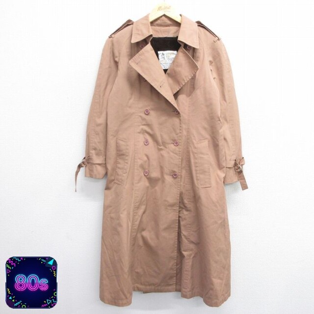 【50%OFF】古着 ロンドンフォグ 長袖 トレンチ コート レディース 80年代 80s ラグラン ロング丈 ベージュ カーキ 内側ボア 25jan29 中古 アウター