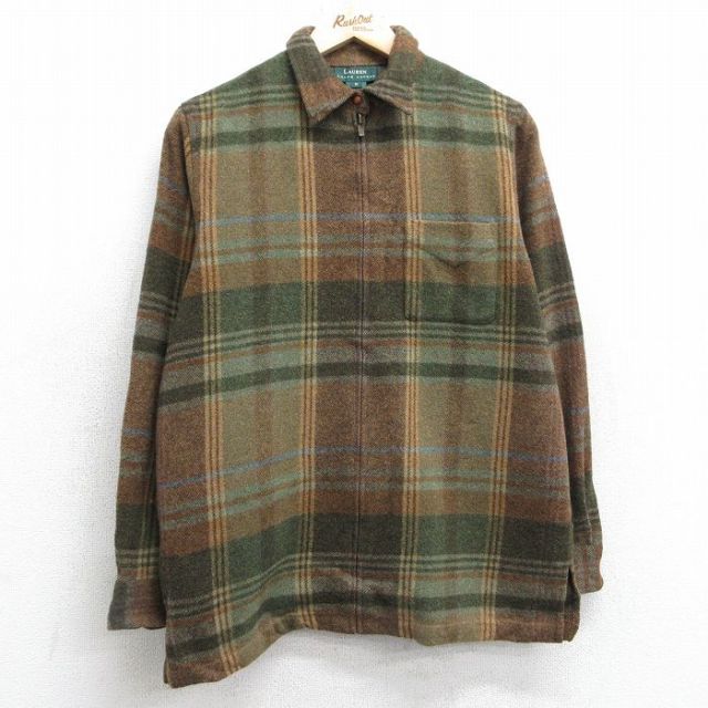 古着 ラルフローレン Ralph Lauren 長袖 ウール ジャケット レディース 茶他 ブラウン チェック 25feb01 中古 アウター ジャンパー ブルゾン