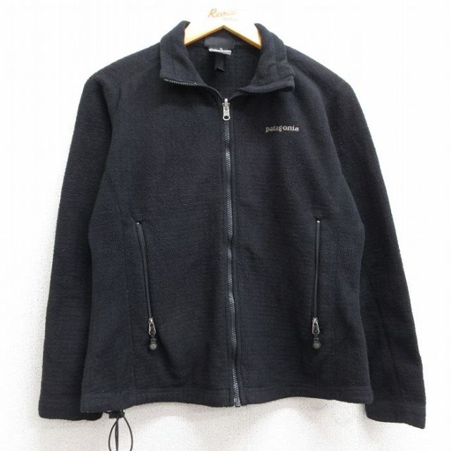古着 パタゴニア patagonia 長袖 フリース ジャケット レディース ワンポイントロゴ 黒 ブラック 25feb07 中古 アウター ジャンパー ブルゾン