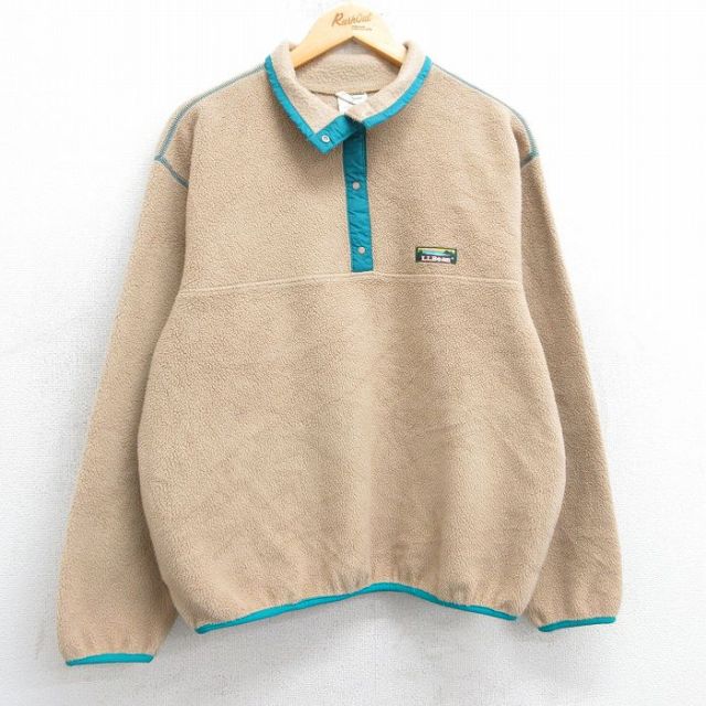 古着 エルエルビーン LLBEAN 長袖 フリース ジャケット レディース 90年代 90s スナップT USA製 ベージュ他 カーキ 25feb08 中古 アウター ジャンパー ブルゾン