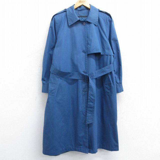 古着 ロンドンフォグ 長袖 コート レディース 80年代 80s 大きいサイズ ロング丈 USA製 薄紺系 ネイビー 25feb26 中古 アウター