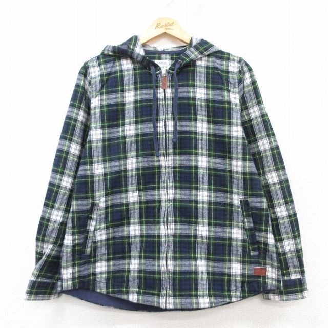 古着 エルエルビーン LLBEAN 長袖 ジャケット パーカー レディース コットン 緑他 グリーン チェック 25mar17 中古 アウター ジャンパー ブルゾン