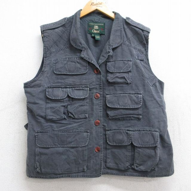 古着 オービス ORVIS フィッシング ベスト レディース 90年代 90s 大きいサイズ コットン 濃グレー 25oct04 中古 アウター