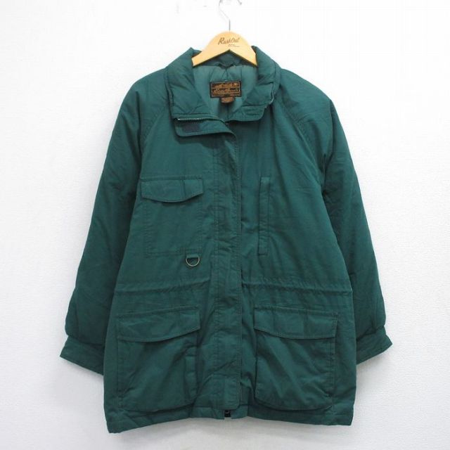 【50%OFF】古着 エディーバウアー 長袖 ダウン ジャケット レディース 90年代 90s ラグラン 大きいサイズ ロング丈 緑 グリーン 25oct06 中古 アウター ジャンパー ブルゾン