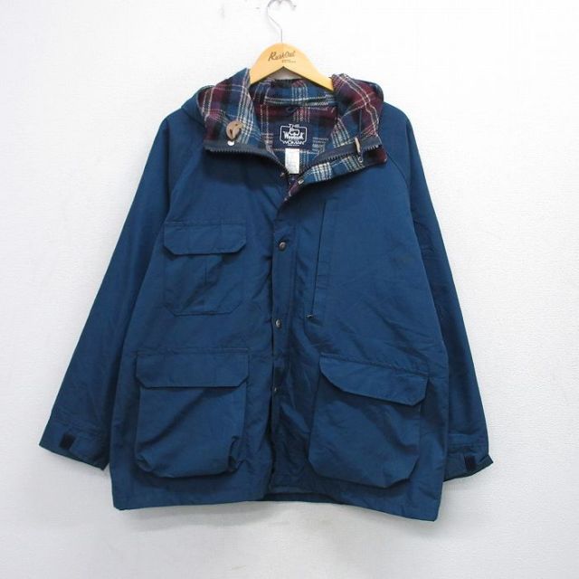 古着 ウールリッチ WOOLRICH 長袖 マウンテン ジャケット パーカー レディース 90年代 90s ラグラン ロクヨンクロス 大きいサイズ USA製 紺系 ネイビー 内側ウール 25oct06 中古 アウター ジャンパー ブルゾン