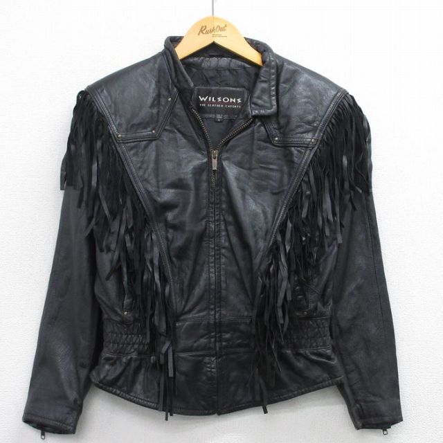 レザージャケット 黒 ボタン付き刺繍入り 古着系 STUDIO D'ARTISAN ステュディオ・ダ・ルチザン 2ndタイプホース