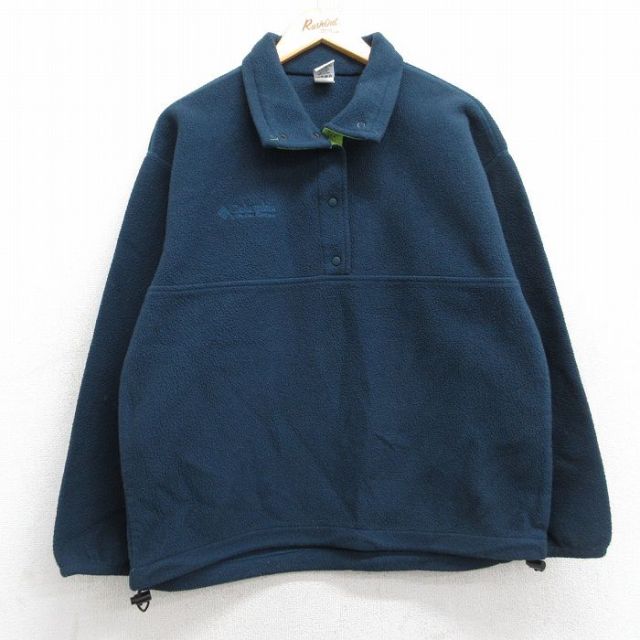 古着 コロンビア COLUMBIA 長袖 フリース ジャケット レディース 90年代 90s ワンポイントロゴ スナップT USA製 濃緑 グリーン 25nov01 中古 アウター ジャンパー ブルゾン
