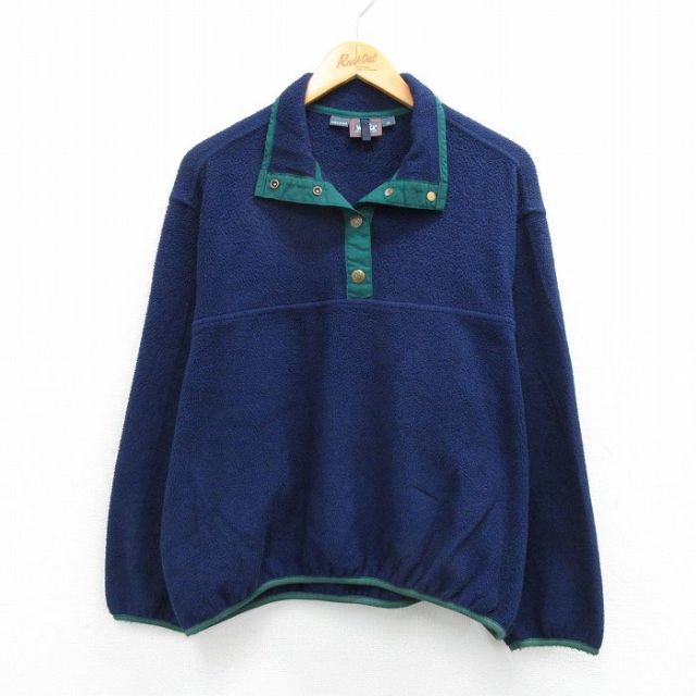 古着 ウールリッチ WOOLRICH 長袖 フリース ジャケット レディース 90年代 90s 大きいサイズ スナップT USA製 紺 ネイビー 25nov04 中古 アウター ジャンパー ブルゾン
