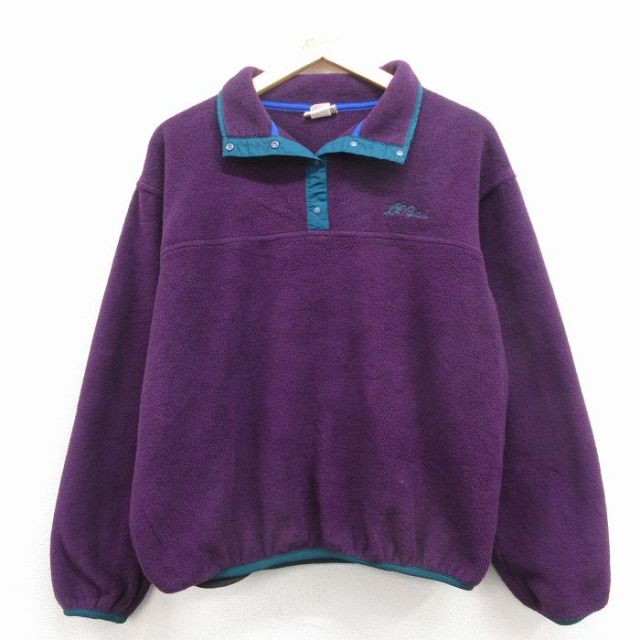 古着 エルエルビーン 長袖 フリース ジャケット レディース 90年代 90s スナップT ワンポイントロゴ 紫 25nov17