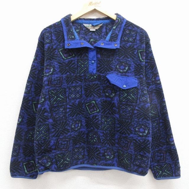 古着 EMS 長袖 フリース ジャケット レディース 90年代 90s スナップT 総柄 ポーラテック USA製 紫【spe】 25dec08