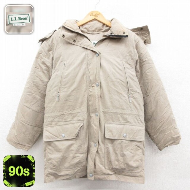 【50%OFF】古着 エルエルビーン 長袖 ダウン ジャケット パーカー レディース 90年代 90s 薄ベージュ【spe】 25dec17