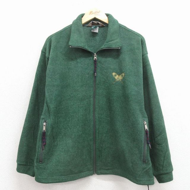 【50%OFF】古着 EMS 長袖 フリース ジャケット レディース 90年代 90s ラケット 緑 25dec17