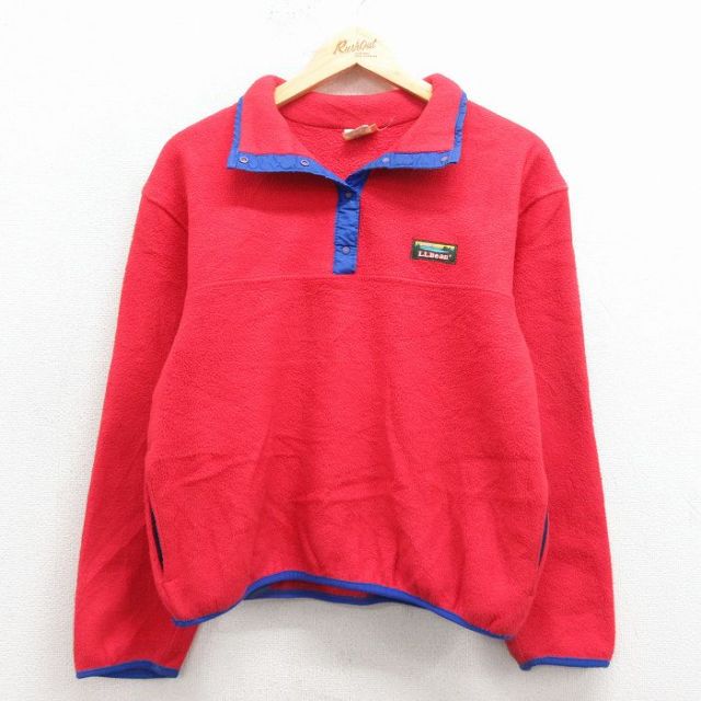 古着 エルエルビーン 長袖 フリース ジャケット レディース 90年代 90s スナップT USA製 赤 25dec17