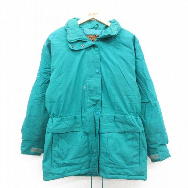 【50%OFF】古着 エディーバウアー 長袖 ダウン ジャケット パーカー レディース 90年代 90s ゴアテックス 青緑 25dec18