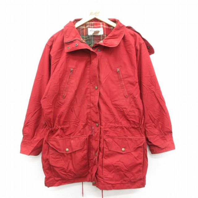【50%OFF】古着 エディーバウアー 長袖 ジャケット マウンテン パーカー レディース 00年代 00s 大きいサイズ 赤 内側ウール 25dec18