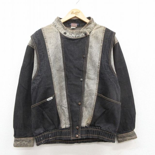 【20%OFF】古着 長袖 デニム ジャケット レディース 90年代 90s コットン USA製 黒他 デニム 26jan07