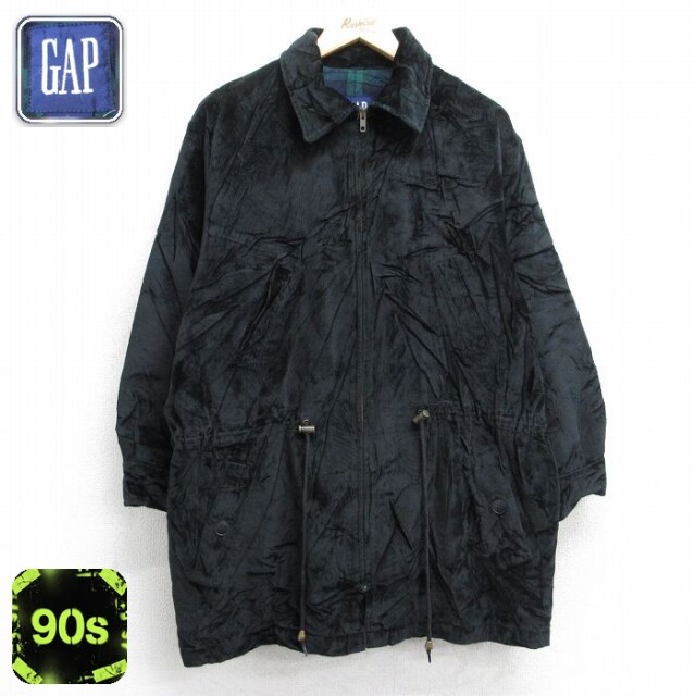【50%OFF】古着 ギャップ GAP 長袖 ジャケット レディース 90年代 90s 大きいサイズ コットン 黒 内側キルティング【spe】 26jan16