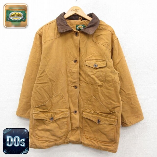 【50%OFF】古着 カベラス 長袖 ハンティング ジャケット レディース 00年代 00s ダック地 襟レザー コットン 茶系他 内側フランネル26feb03