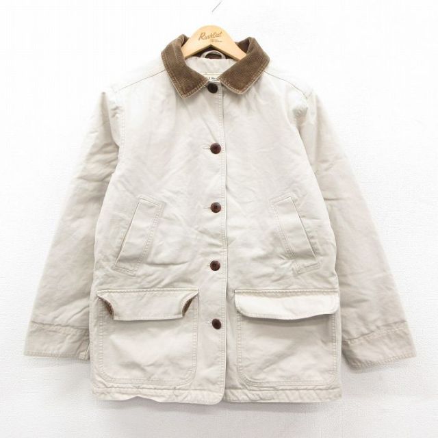 【20%OFF】古着 エルエルビーン 長袖 ハンティング ジャケット レディース 襟コーデュロイ コットン 薄ベージュ 内側キルティング26feb03