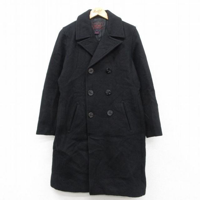 【20%OFF】古着 ラルフローレン 長袖 ブランド ピーコート レディース ロング丈 ラムウール 黒 内側キルティング【spe】 26feb14