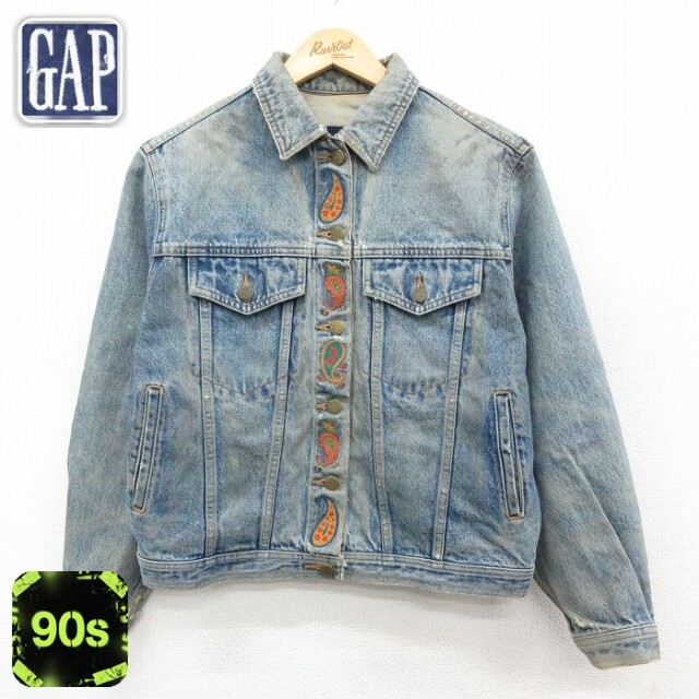【50%OFF】古着 ギャップ GAP 長袖 ジージャン レディース 90年代 90s ペイズリー柄 紺 デニム【spe】 26feb14