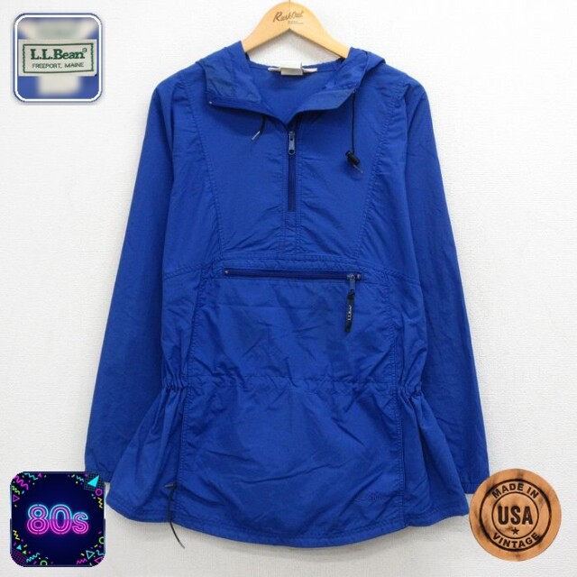 【20%OFF】古着 エルエルビーン 長袖 ナイロン ジャケット アノラック パーカー レディース 80年代 80s 大きいサイズ USA製 青 26apr27