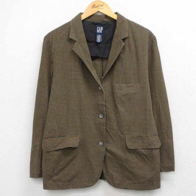 古着 ギャップ GAP 長袖 テーラード ジャケット レディース 90年代 90s コットン 茶系他 チェック 26apr28