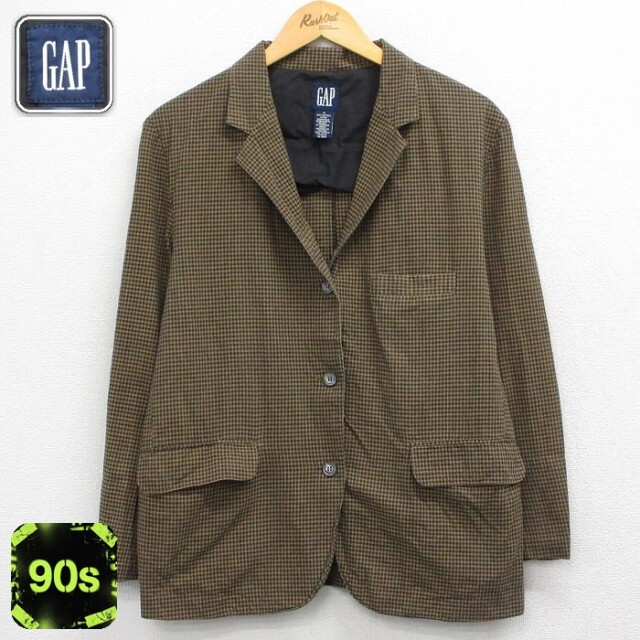 【20%OFF】古着 ギャップ GAP 長袖 テーラード ジャケット レディース 90年代 90s コットン 茶系他 チェック 26apr28