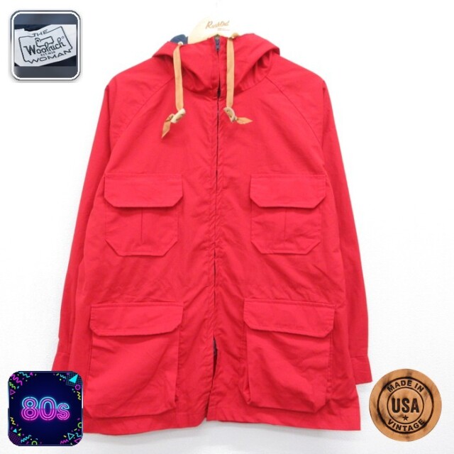 古着 ウールリッチ Woolrich 長袖 パーカー レディース 80年代 80s マウンテン ジャケット フラップポケット USA製 レッド 26aug20