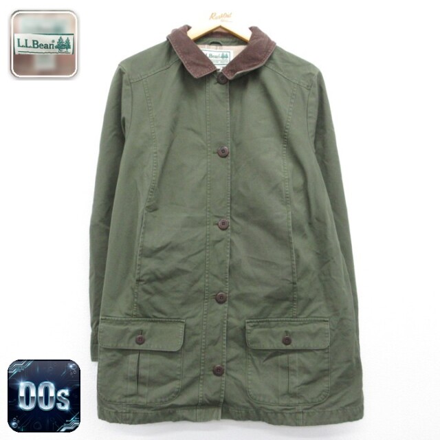 古着 L.L.Bean エルエルビーン 長袖 レディース 00年代 00s ジャケット コーデュロイ フラップポケット チェック裏地 コットン カーキ 26aug20