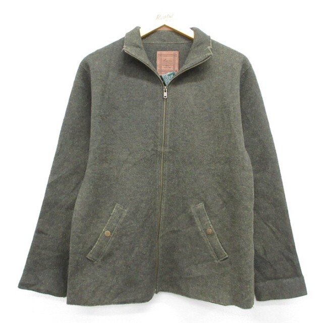 古着 ラルフローレン ブランド Lauren 長袖 フルジップ レディース メンズ 90年代 90s ジャケット ウール グリーン 霜降り 26aug25