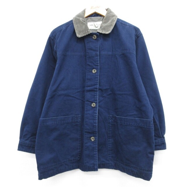 古着 Eddie Bauer エディーバウアー 長袖 レディース 00年代 00s カバーオール コットン ネイビー 26aug25