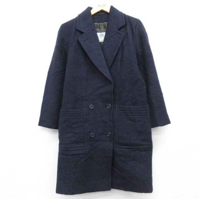 古着 アクアスキュータム Aquascutum 長袖 レディース コート メンズ ウール ネイビー 26aug25