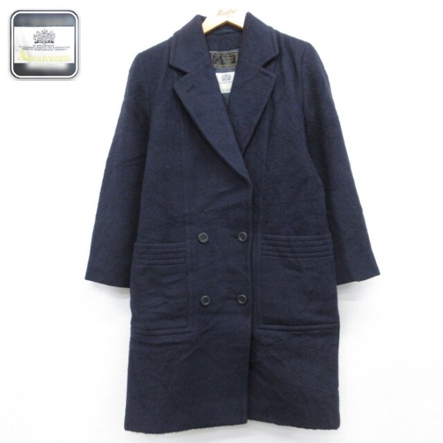 古着 アクアスキュータム Aquascutum 長袖 レディース コート メンズ ウール ネイビー 26aug25