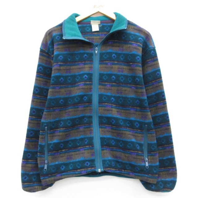 古着 L.L.Bean エルエルビーン 長袖 フルジップ レディース 90年代 90s ジャケット フリース ネイティブ柄 総柄 USA製 グリーン【spe】 26aug31