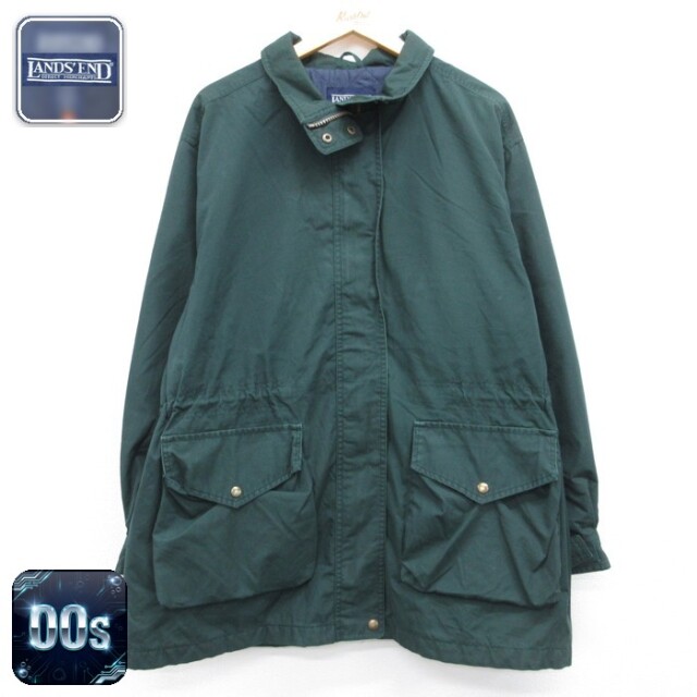 古着 LANDS'END ランズエンド 長袖 レディース 00年代 00s ジャケット キルティング ライナー フラップポケット グリーン 26aug31