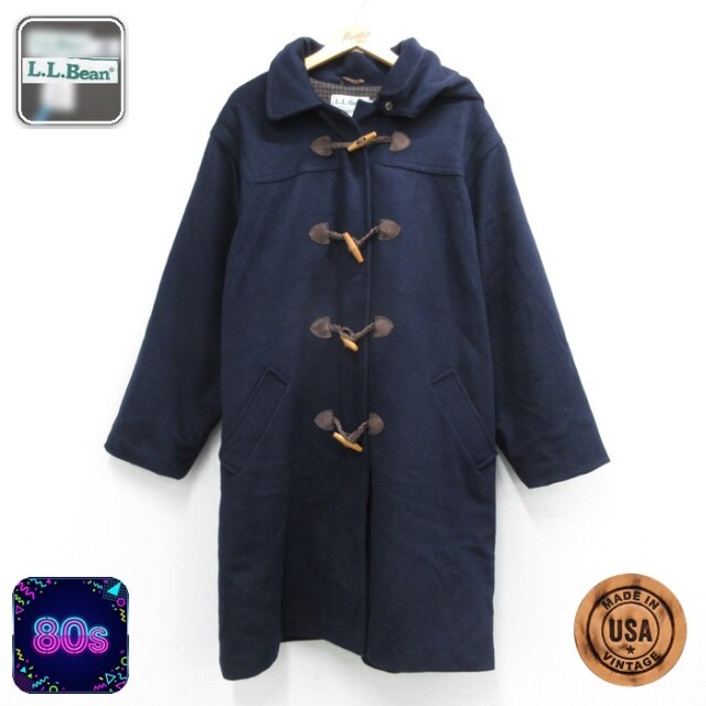 古着 L.L.Bean エルエルビーン 長袖 パーカー レディース 80年代 80s ダッフル コート ウール USA製 ネイビー【spe】 26sep03