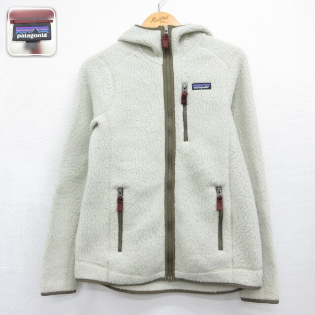 古着 パタゴニア patagonia 長袖 フルジップ パーカー レディース フリース ジャケット ベージュ 26sep07