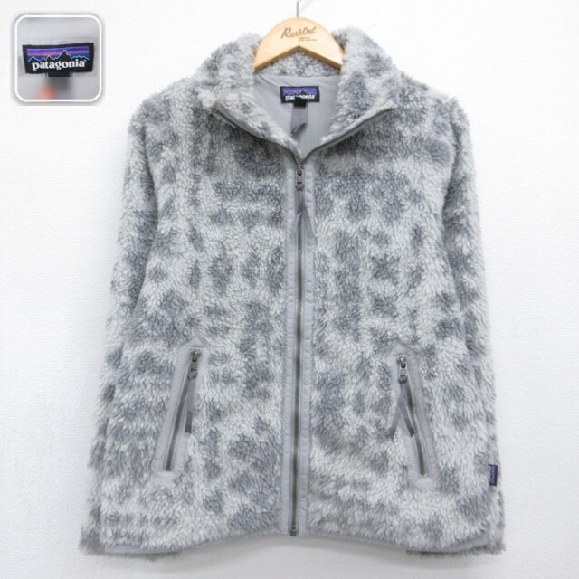 古着 パタゴニア patagonia 長袖 フルジップ レディース ジャケット ボア 総柄 グレー 26sep07