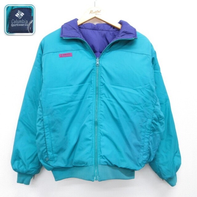 古着 Columbia コロンビア 長袖 レディース 90年代 90s ジャケット リバーシブル グリーン 26sep07