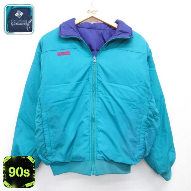 古着 Columbia コロンビア 長袖 レディース 90年代 90s ジャケット リバーシブル グリーン 26sep07