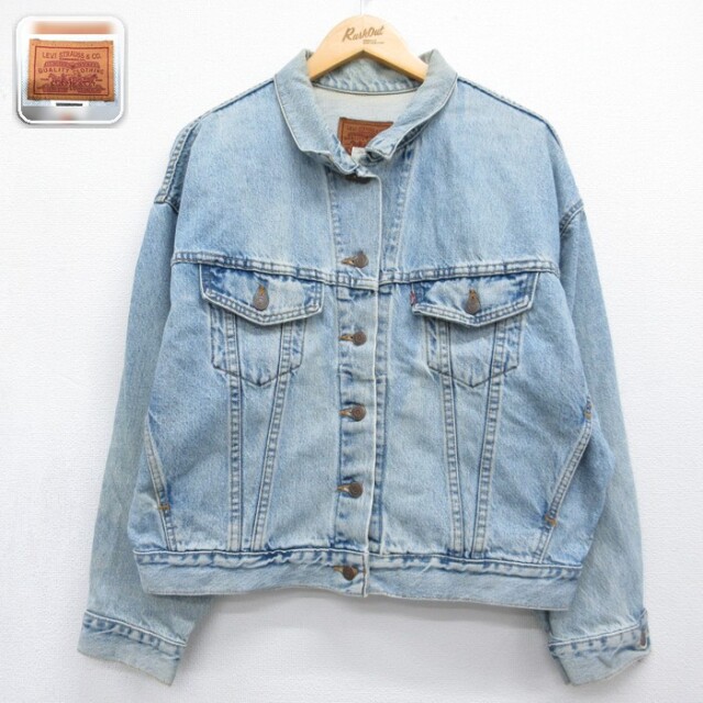 古着 Levi's リーバイス 長袖 レディース 90年代 90s ジージャン ジャケット Levis コットン USA製 ネイビー デニム 26sep09
