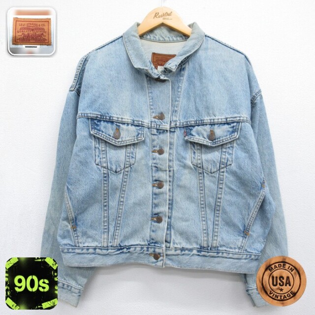古着 Levi's リーバイス 長袖 レディース 90年代 90s ジージャン ジャケット Levis コットン USA製 ネイビー デニム 26sep09