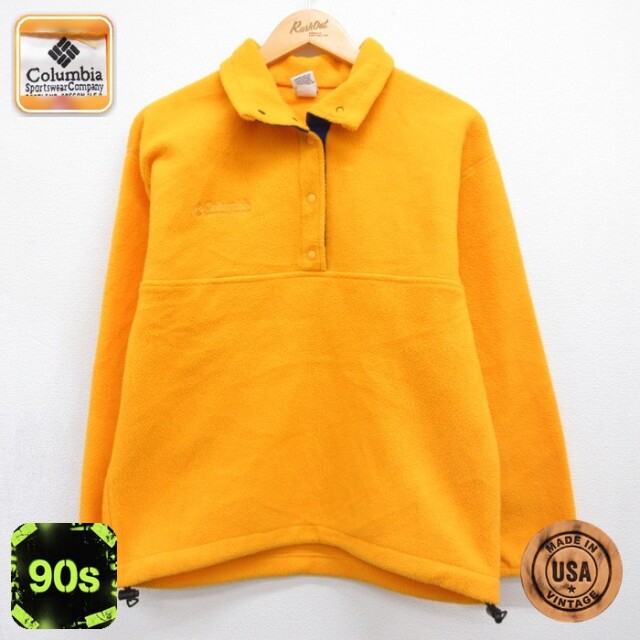 古着 Columbia コロンビア 長袖 レディース 90年代 90s フリース ポリエステル USA製 イエロー 26sep09